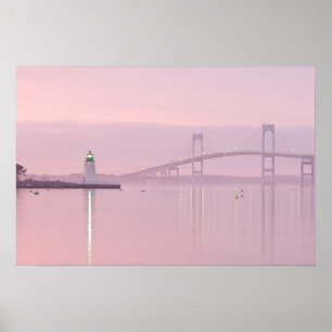 The Newport Bridge and Goat Island Lighthouse Poster