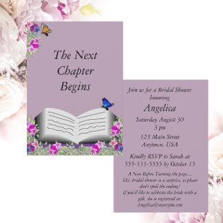 The Next Chapter Begins| Floral Book Theme Invitation