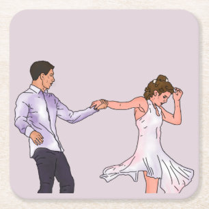 The Next Step James and Riley 'Flying' dance  Square Paper Coaster