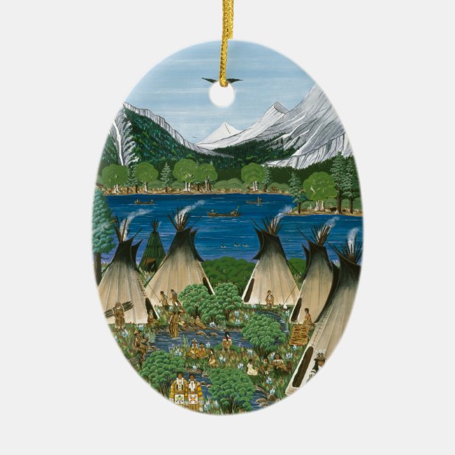 The Nez Perce ~ Wallowa Lake Ceramic Tree Decoration (Front)