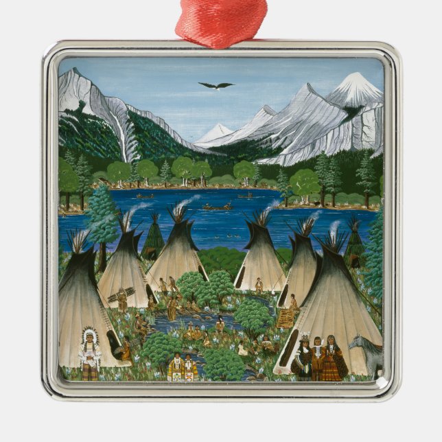 The Nez Perce ~ Wallowa Lake Metal Tree Decoration (Front)