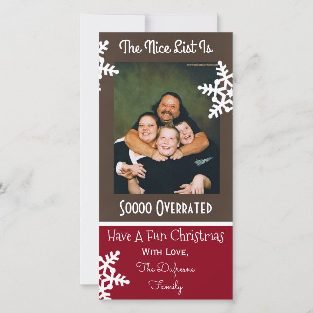 "The Nice List Is So Overrated" Christmas Holiday Card (Front)