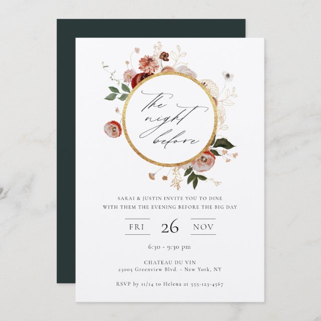 The Night Before Autumn Floral Invitation (Front/Back)