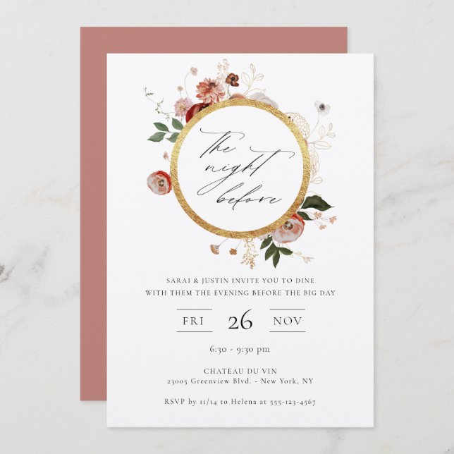 The Night Before Autumn Floral Invitation (Front/Back)
