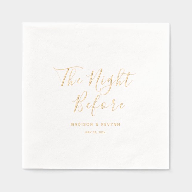 The Night Before Black and White Wedding Foil Napkins (Front)