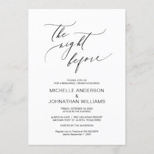 The Night Before, Black, Wedding Rehearsal Dinner Invitation