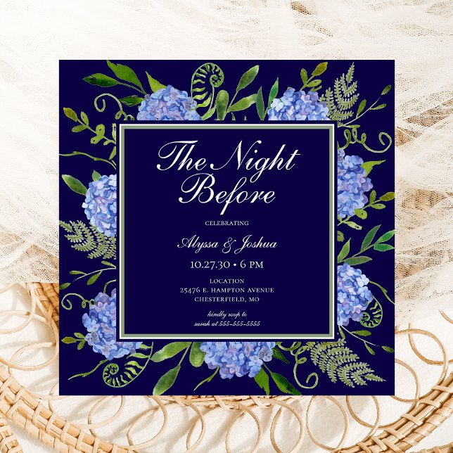 The Night Before Blue Hydrangea Invitation (Creator Uploaded)