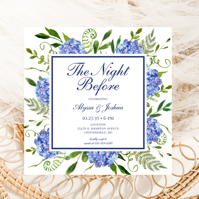 The Night Before Blue Hydrangea Invitation (Creator Uploaded)