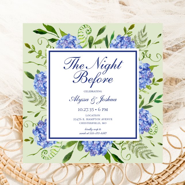 The Night Before Blue Hydrangea Photo Invitation (Creator Uploaded)