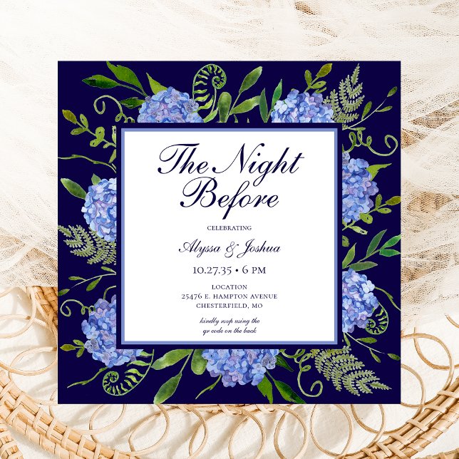 The Night Before Blue Hydrangea QR Code Invitation (Creator Uploaded)