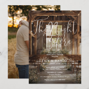 The Night Before Boho Barn Photo Rehearsal Dinner Invitation