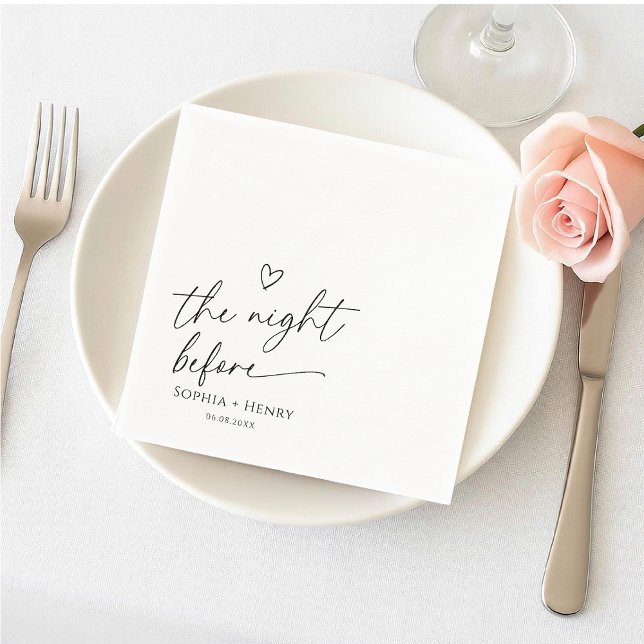 The Night Before Calligraphy heart wedding  Napkin (Creator Uploaded)