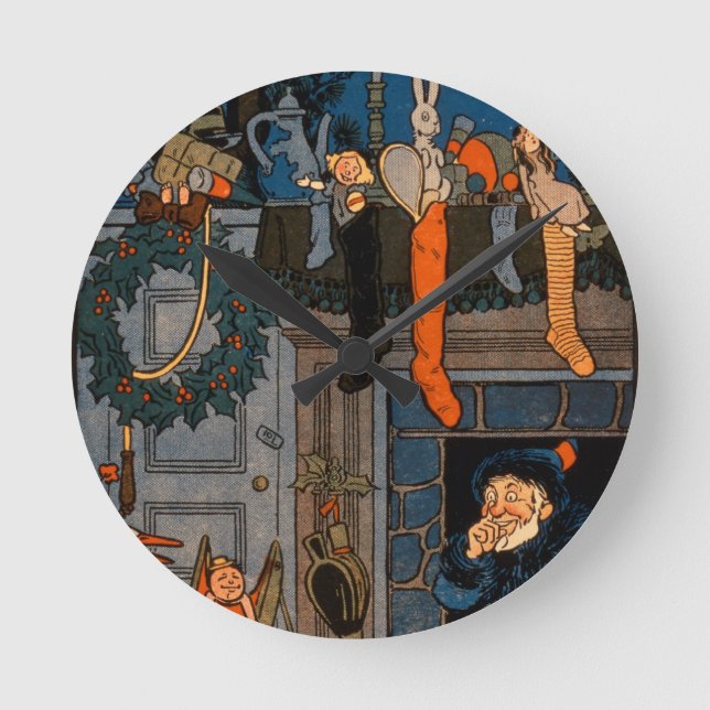 The Night Before Christmas, by Denlow, 1903 (colou Round Clock (Front)