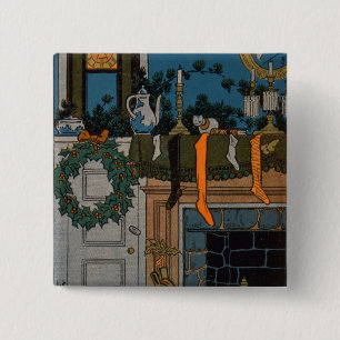 The Night Before Christmas by Denlow, 1903 (colour 15 Cm Square Badge