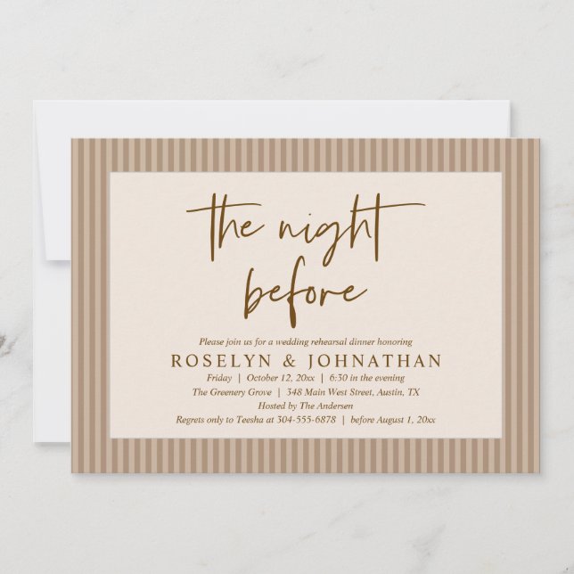 The Night Before Classic Neutral Wedding Rehearsal Invitation (Front)