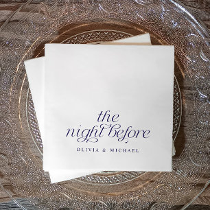 The Night Before Dark Blue Rehearsal Dinner Napkin