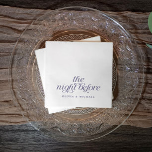 The Night Before Dark Blue Rehearsal Dinner Napkin