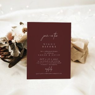 The Night Before Dark Burgundy Rehearsal Dinner Invitation