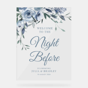 The Night Before dusty blue floral Acrylic Sign