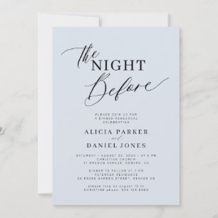 The night before dusty blue rehearsal dinner invitation