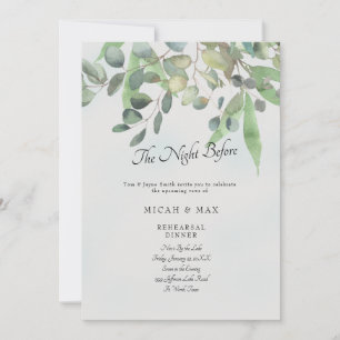 The Night Before Eucalyptus Wedding Rehearsal  Invitation
