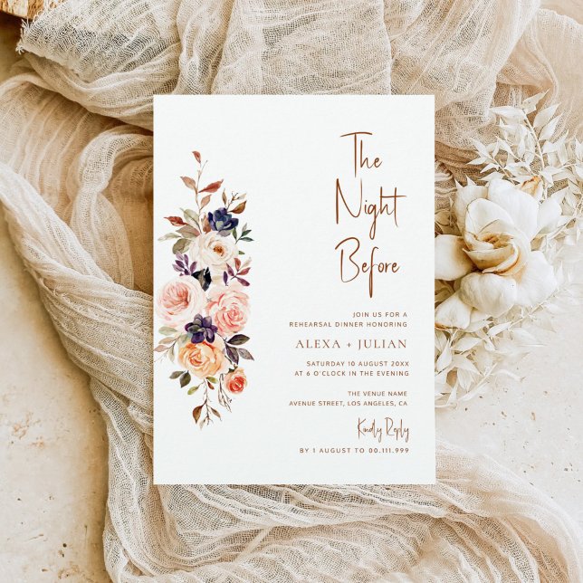 the night before, fall floral rehearsal dinner invitation (Creator Uploaded)