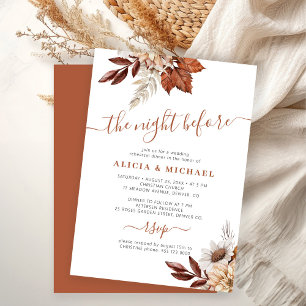 The night before fall wedding rehearsal dinner invitation