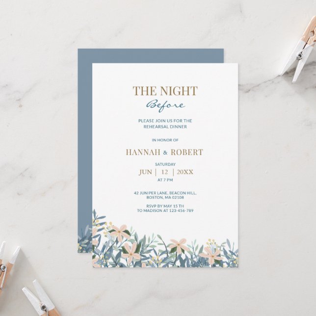 The Night Before floral Wildflower Invitation (Front/Back In Situ)