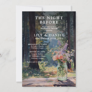 The Night Before Forest Floral Rehearsal Dinner Invitation