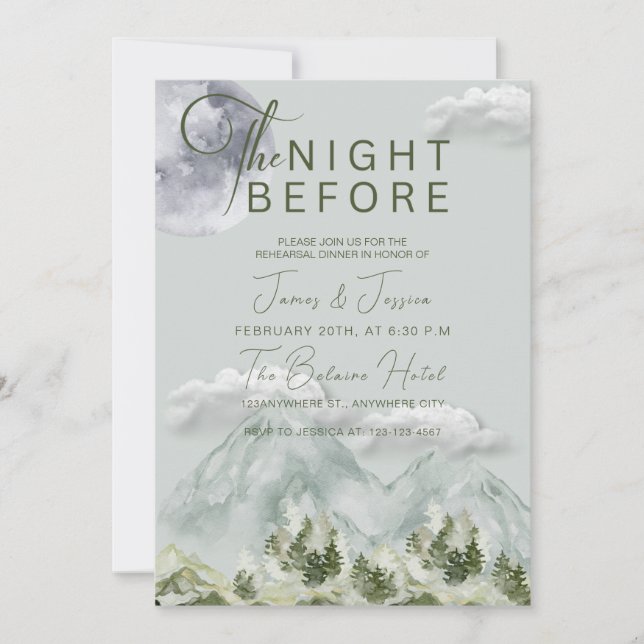 The Night Before Forest Wedding Rehearsal Dinner I Invitation (Front)