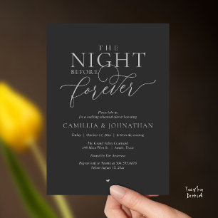 “The Night Before Forever” Charcoal Gray Silver Invitation