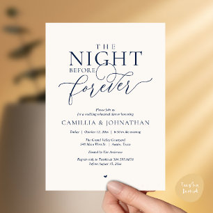 “The Night Before Forever” Navy Ivory Rehearsal Invitation