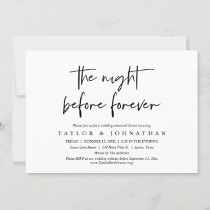 The Night Before Forever, Wedding Rehearsal Dinner Invitation