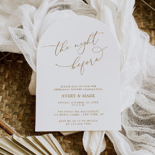 The Night Before Gold Arch Wedding Rehearsal Invitation