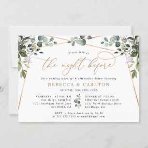 The Night Before Gold Greenery Rehearsal Dinner Invitation