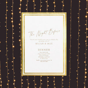 The Night Before Gold Wedding Rehearsal Dinner Invitation