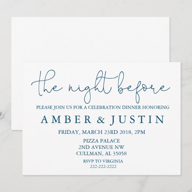 The Night Before | Invitation | Blue (Front/Back)