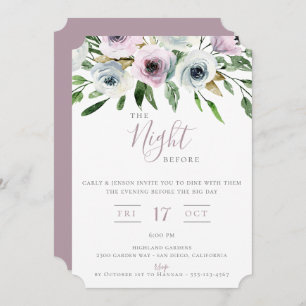 The Night Before Mauve Floral Invitation