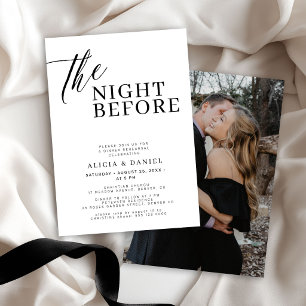 The night before minimal photo rehearsal dinner invitation