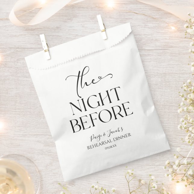 The Night Before Minimal Wedding Rehearsal Dinner Favour Bags (Clipped)