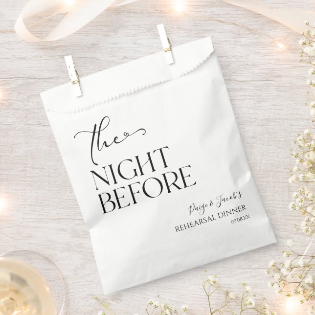 The Night Before Minimal Wedding Rehearsal Dinner Favour Bags (Clipped)