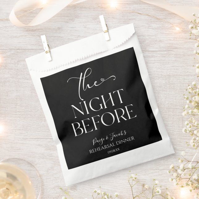 The Night Before Minimal Wedding Rehearsal Dinner Favour Bags (Clipped)