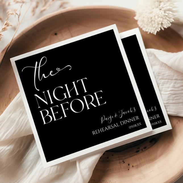 The Night Before Minimal Wedding Rehearsal Dinner Napkin (Creator Uploaded)
