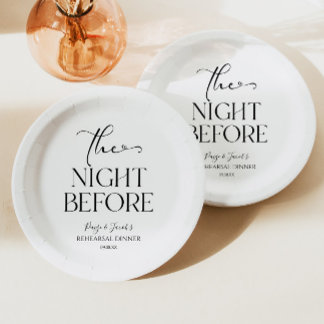 The Night Before Minimal Wedding Rehearsal Dinner Paper Plate