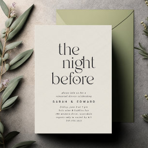 The Night Before   Minimalist Rehearsal Dinner Invitation