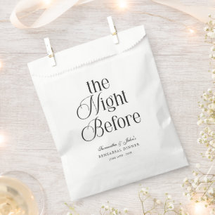 The Night Before Modern Elegant Rehearsal Dinner Favour Bags