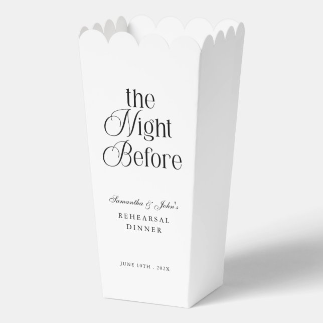 The Night Before Modern Elegant Rehearsal Dinner Favour Box (Front)