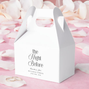 The Night Before Modern Elegant Rehearsal Dinner Favour Box