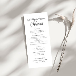 The Night Before Modern Elegant Rehearsal Dinner Menu