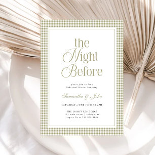 The Night Before Modern Gingham Rehearsal Dinner Invitation
